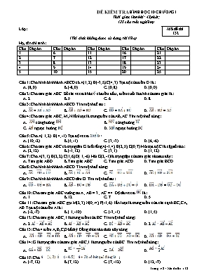 Đề kiểm tra Hình học 10 - Chương I - Mã đề thi 132